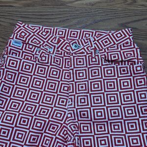 Ragged Red Square Pattern Pants